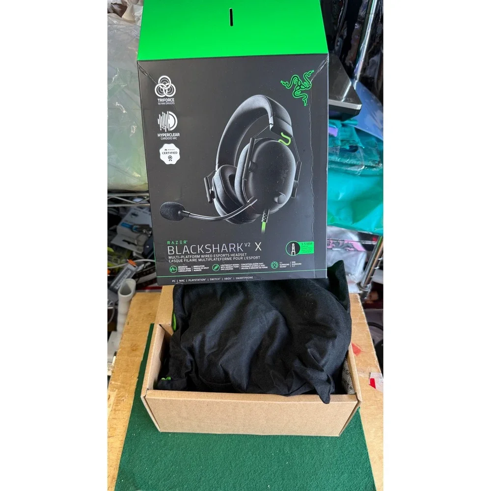 Razer‎ BlackShark V2 X Wired Gaming Headset Black Green 3.5mm PC PS5 Xbox Switch